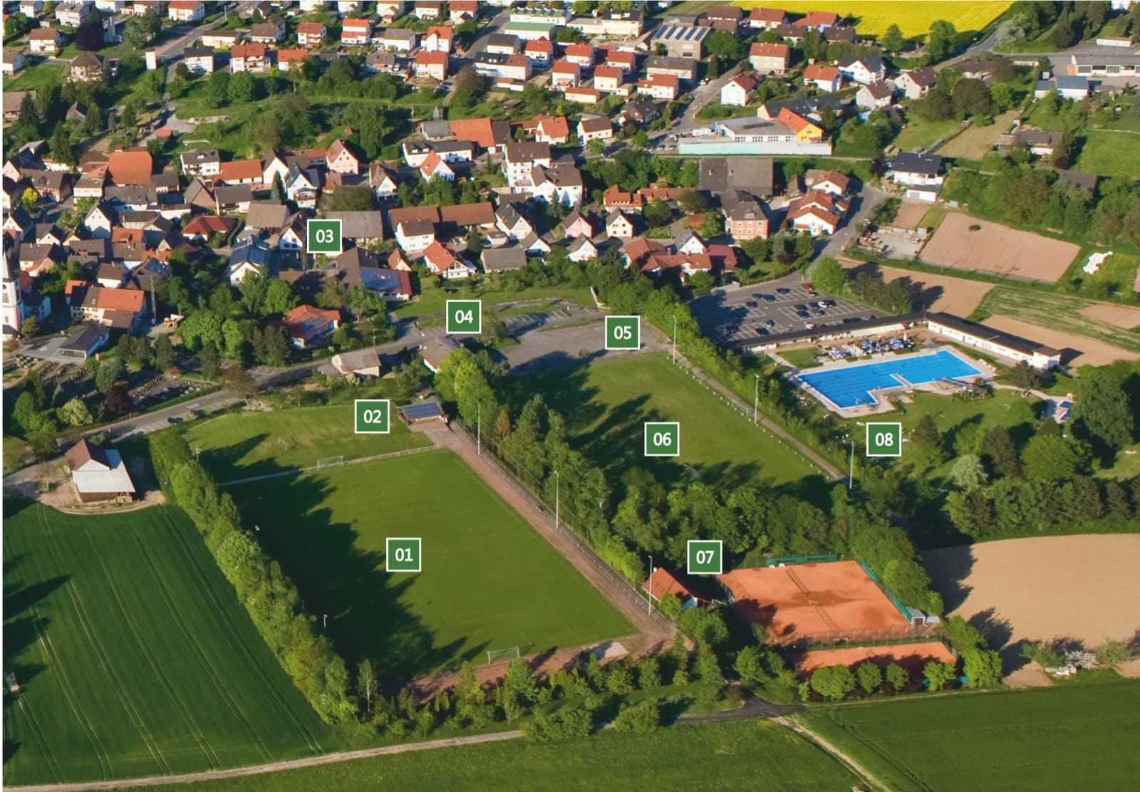 Luftbild des Sportgeländes